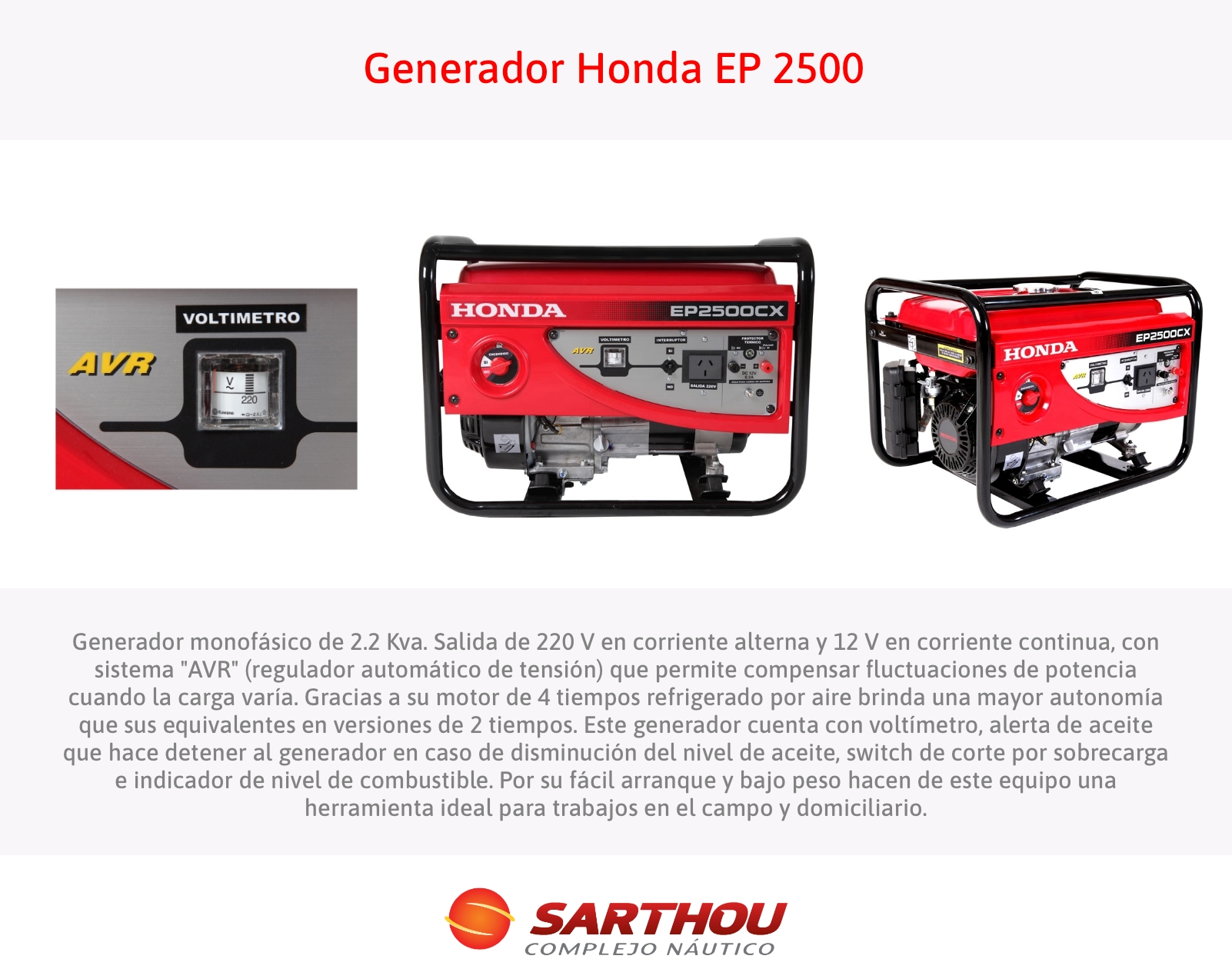 Generador Honda EP 2500